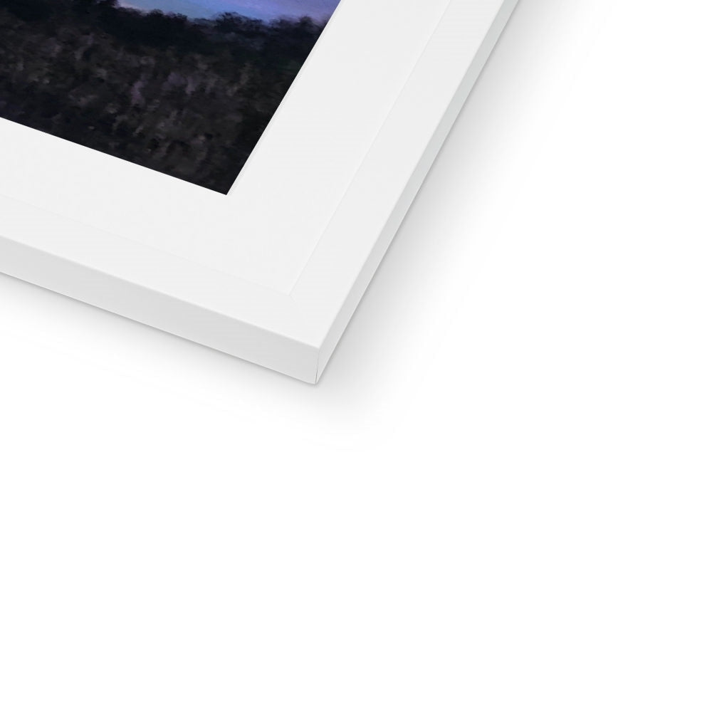 Lamlash Dusk Art Prints: White Matte Frame with Black Image
