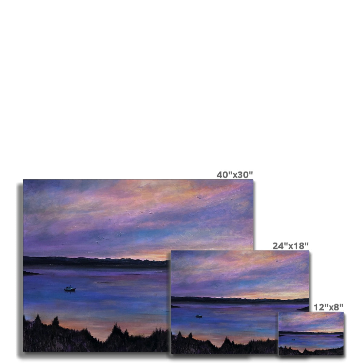 Lamlash Dusk 40x30 canvas print of serene sunset over water