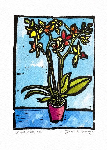 Large "Flowers" Blue Framed
