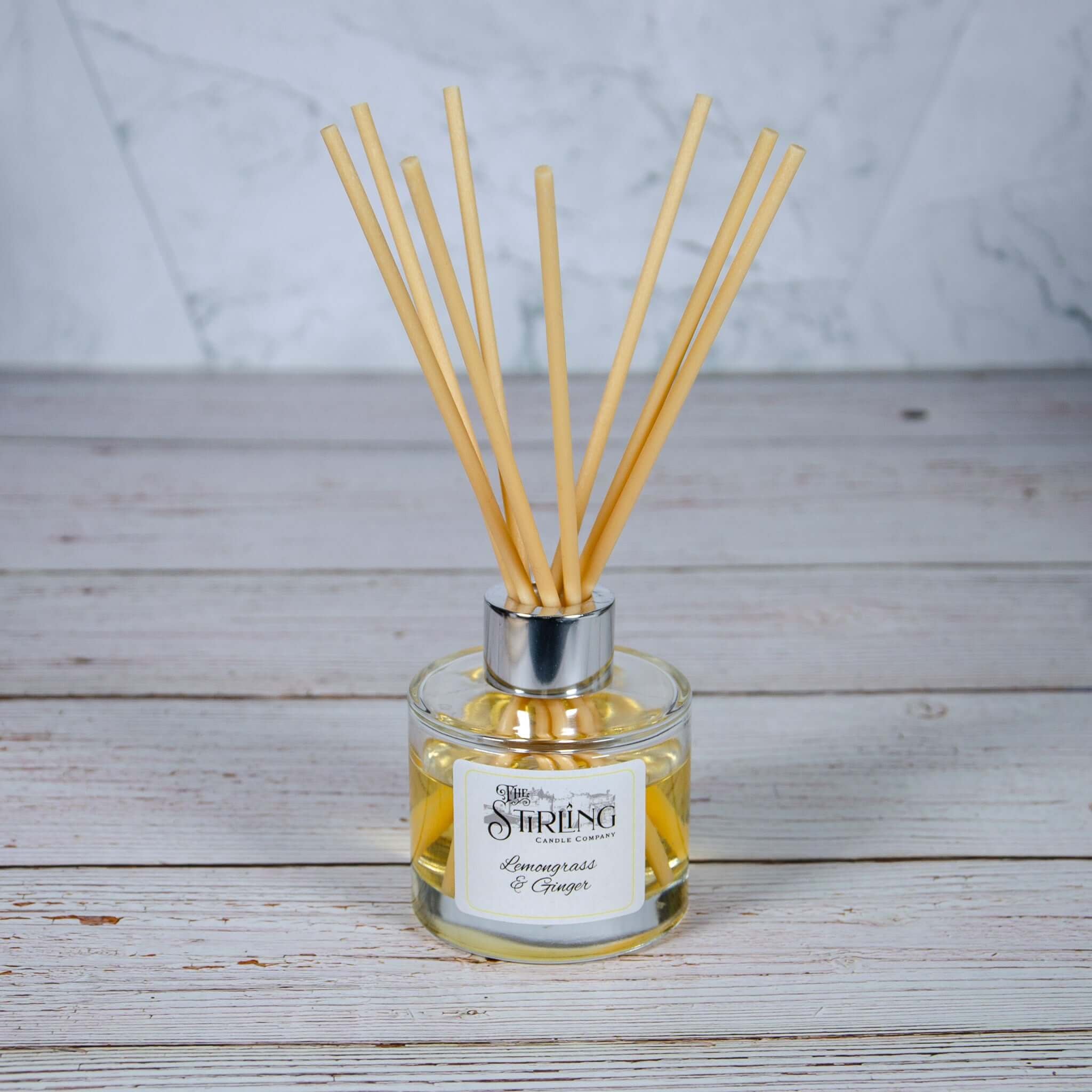 Lemongrass & Ginger 100ml diffuser with clear glass bottle and reed sticks