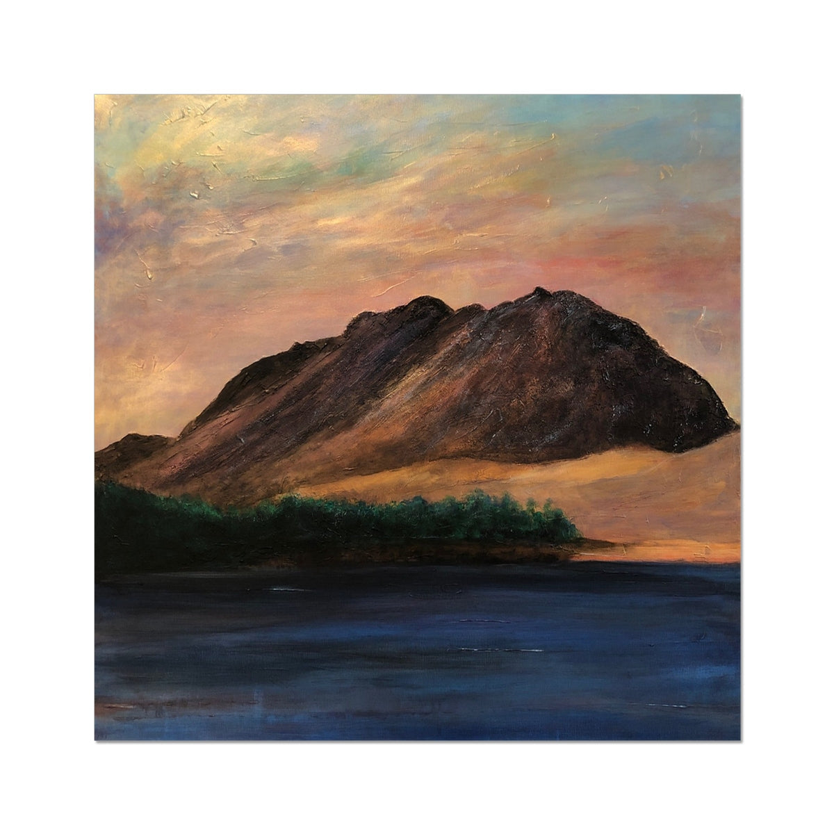 Liathach Glen Torridon mountain painting in dark brown gray hues