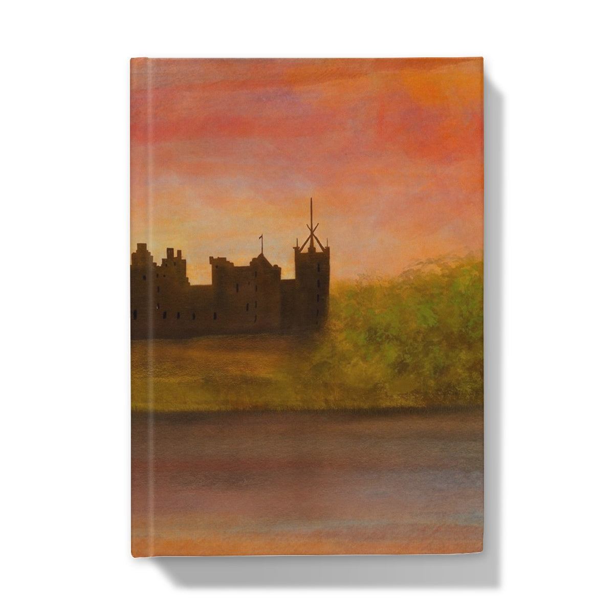 Linlithgow Palace castle silhouette sunset canvas painting journal