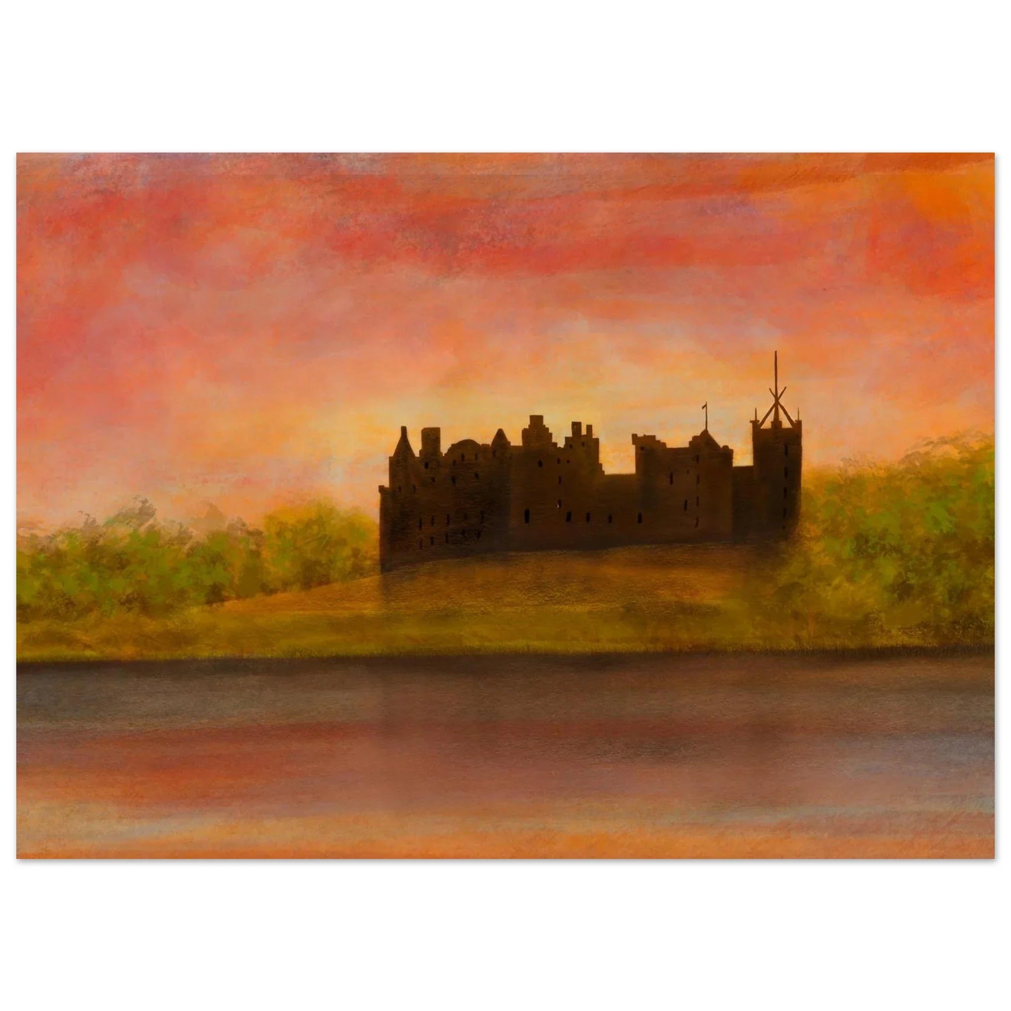Linlithgow Palace silhouette at sunset, Scotland in your pocket
