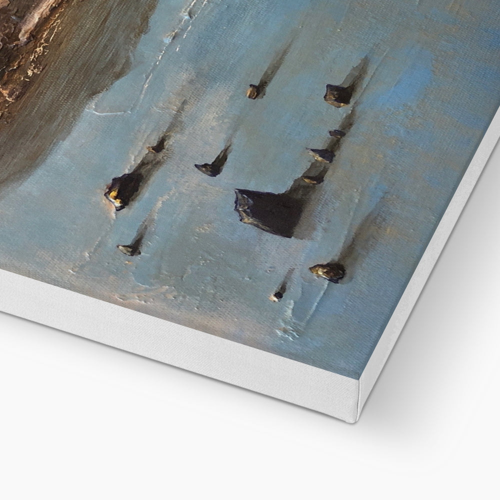 Loch Druidibeg blue abstract canvas print with textured surface and white frame