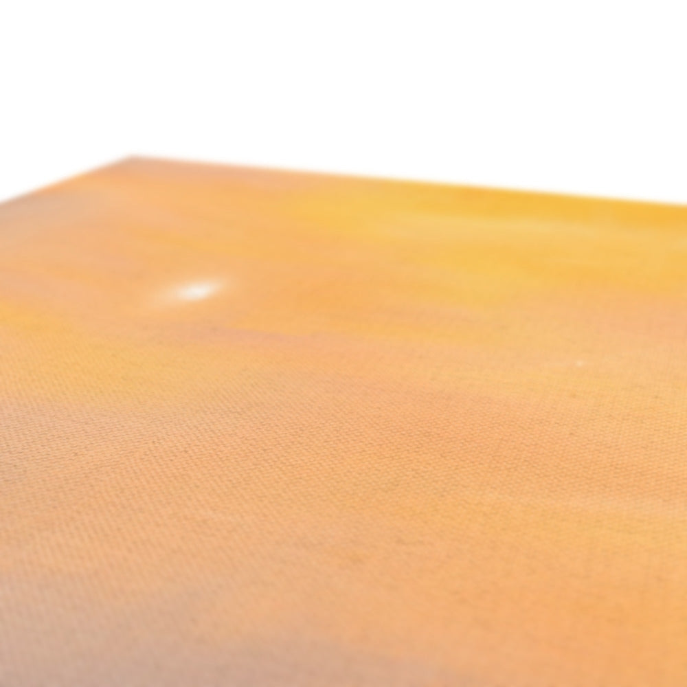 Orange rectangular wood cutting board with natural grain on Loch Eck Dawn print