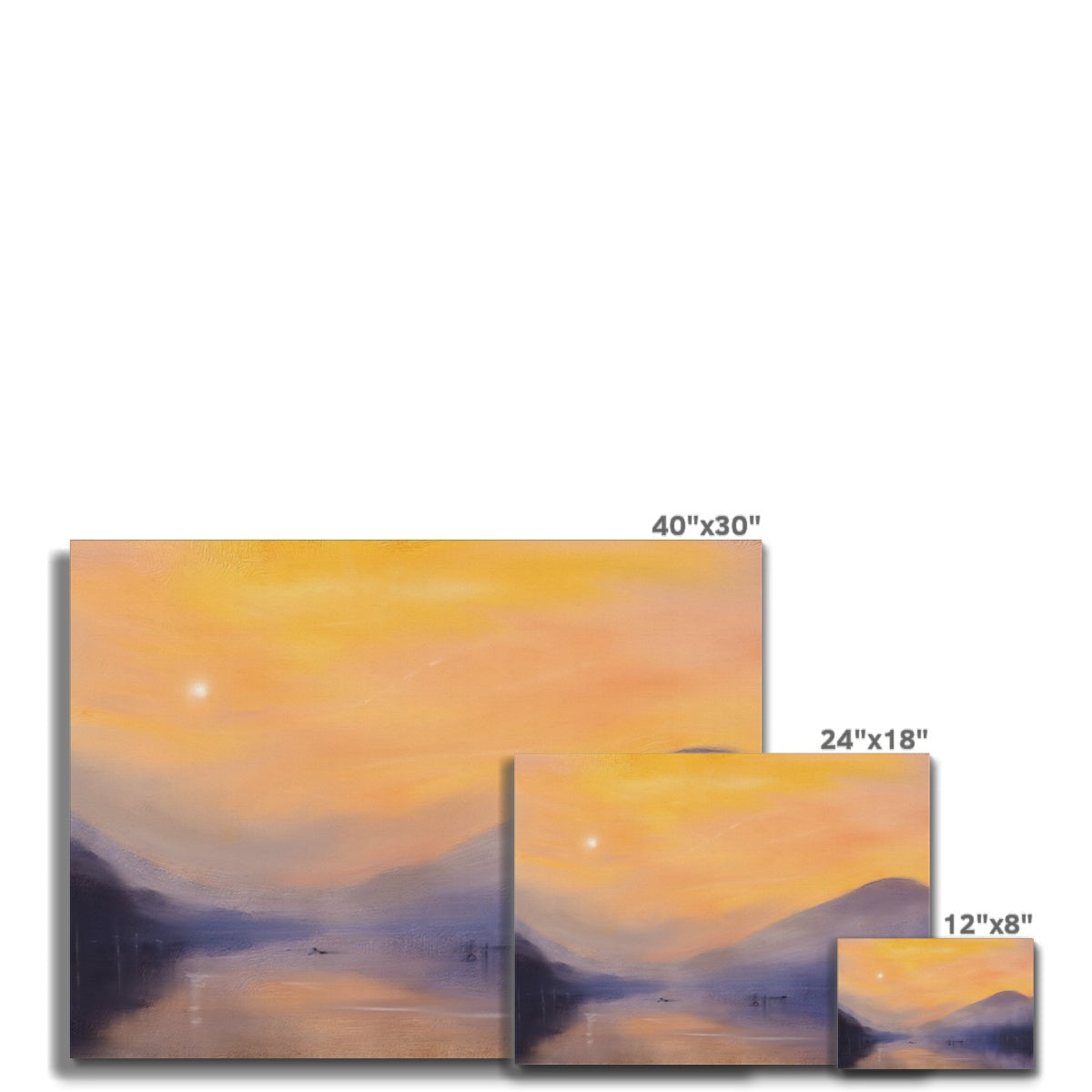 Loch Eck Dawn 40x30 canvas print of serene sunset over water