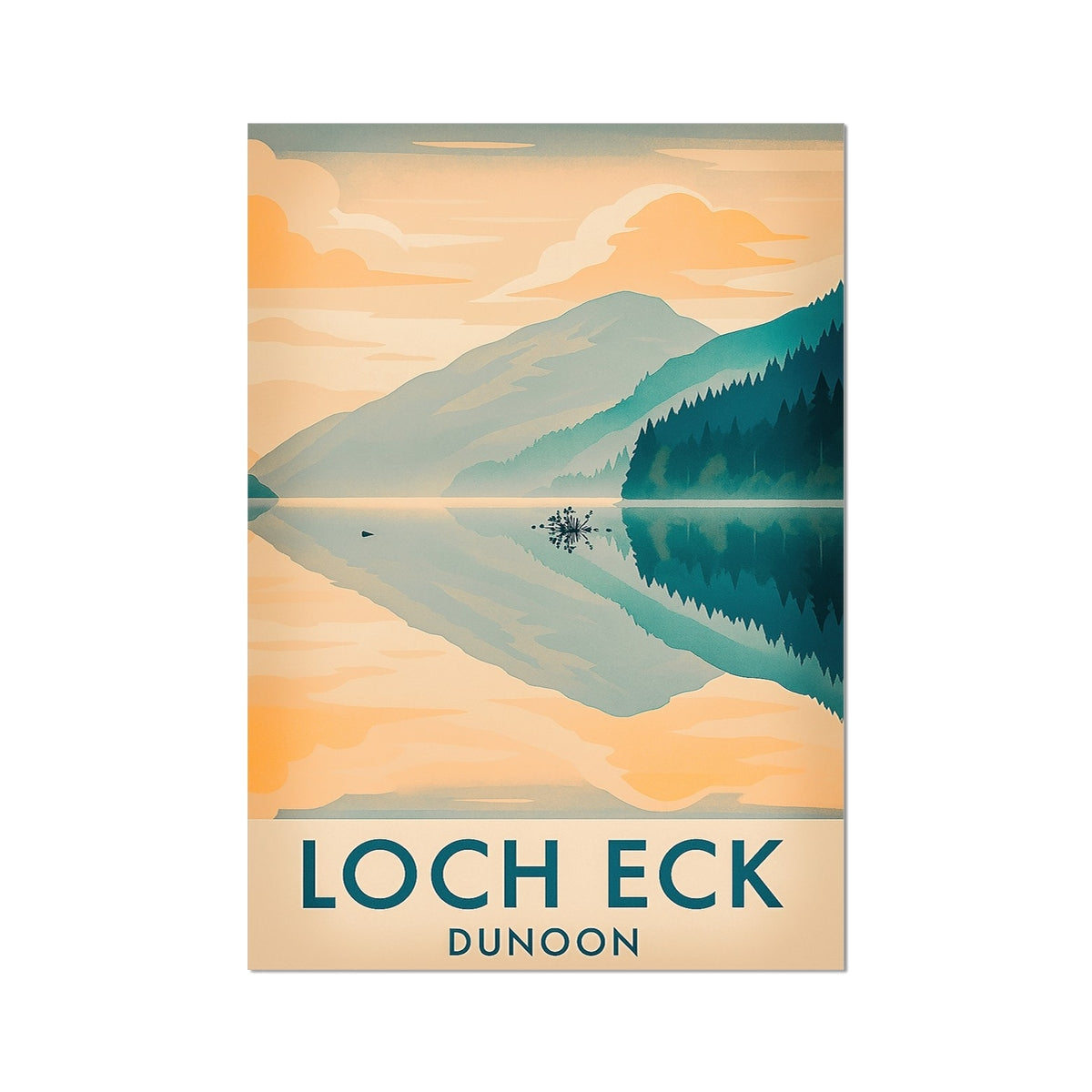 Vintage Loch Eck Dunoon travel poster print with serene lake and mountains