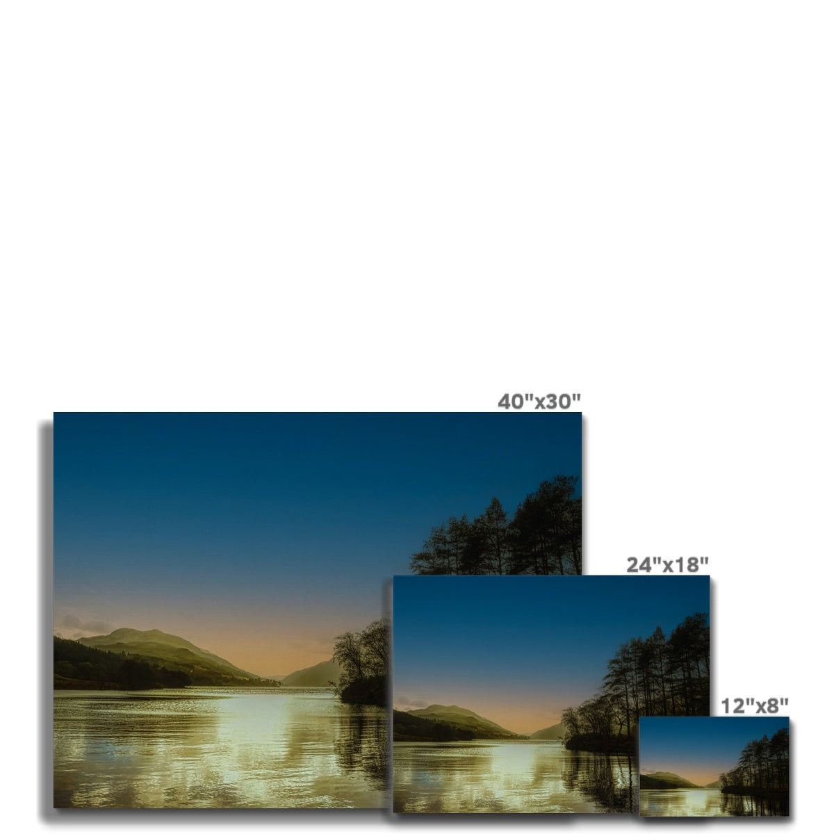 40x30 inch Loch Eck Golden Dusk serene lake sunset canvas print