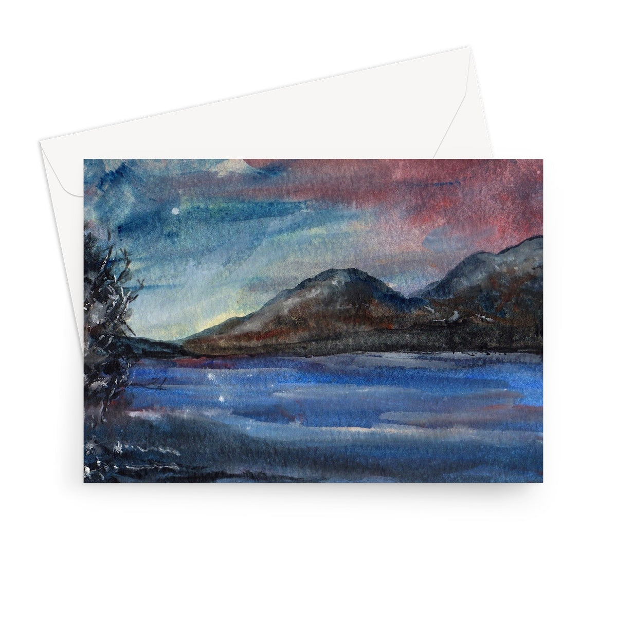 Loch Eck Moonlight Greeting Card - Lochs & Mountains Art Gallery Scotland - Free Shipping Worldwide