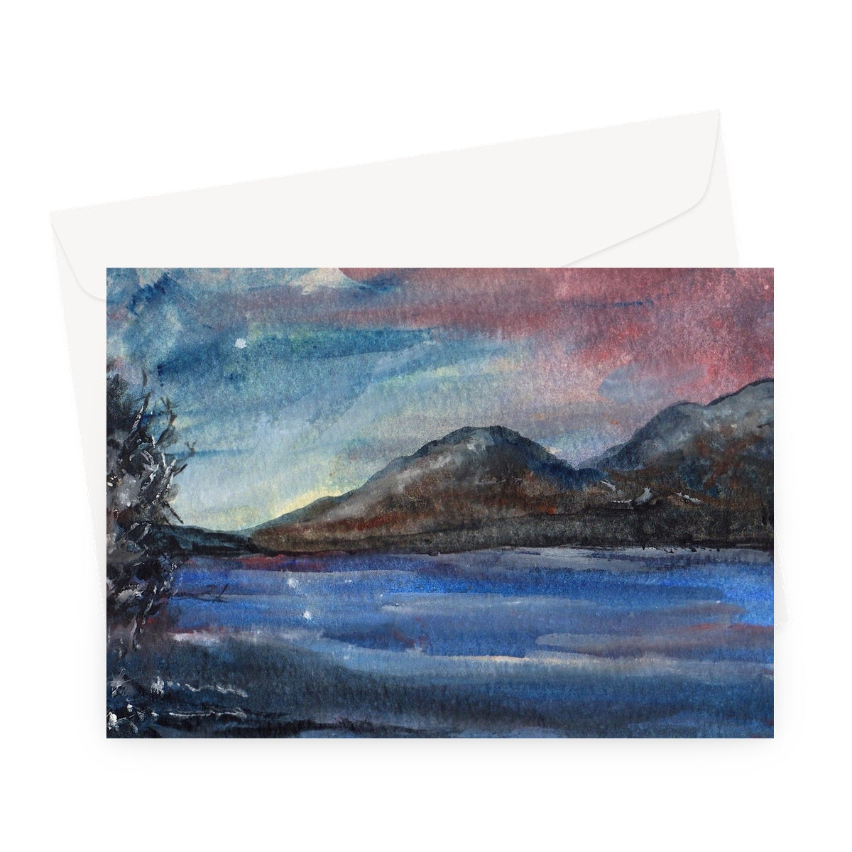 Loch Eck Moonlight Greeting Card - Lochs & Mountains Art Gallery Scotland - Free Shipping Worldwide