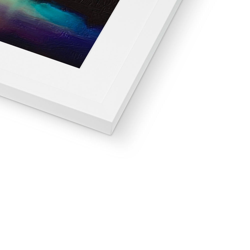 White matte picture frame with Loch Faskally Dusk abstract print inside