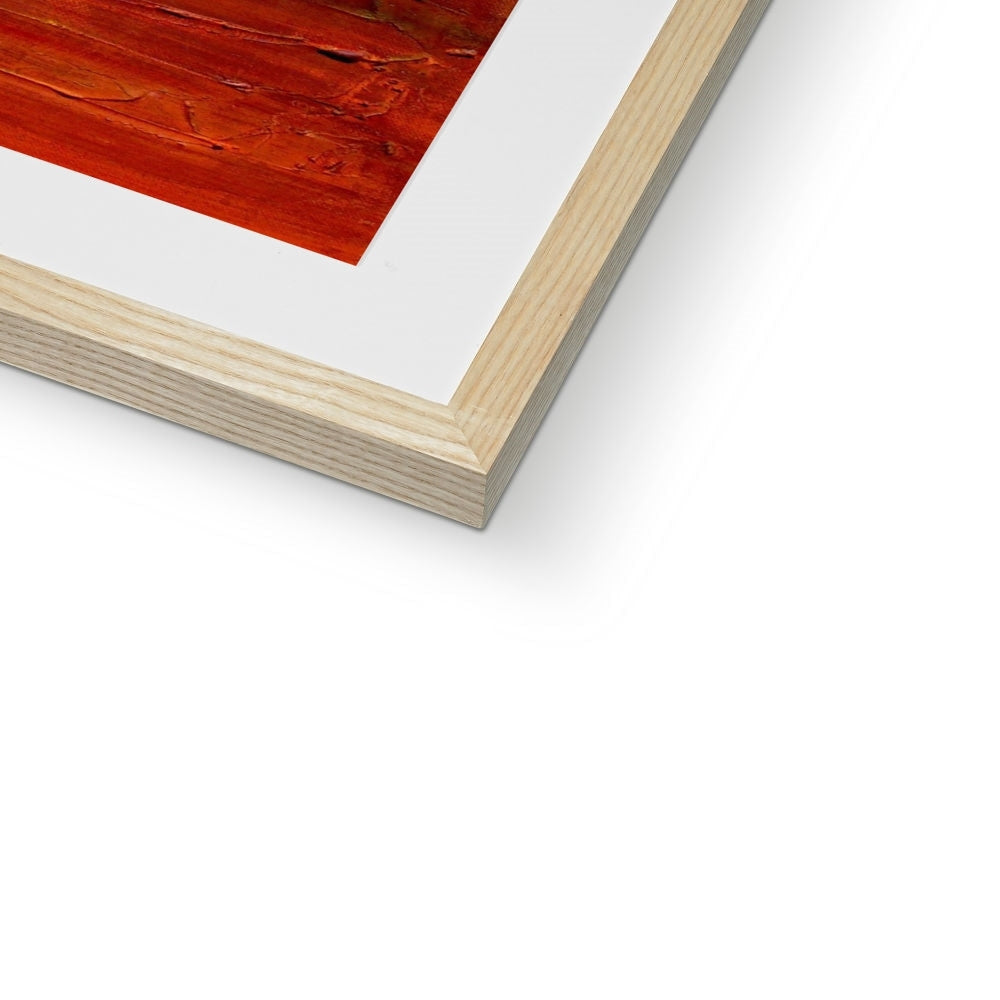 Loch Fyne Dusk Art Print: Wooden Frame with Red Abstract Painting
