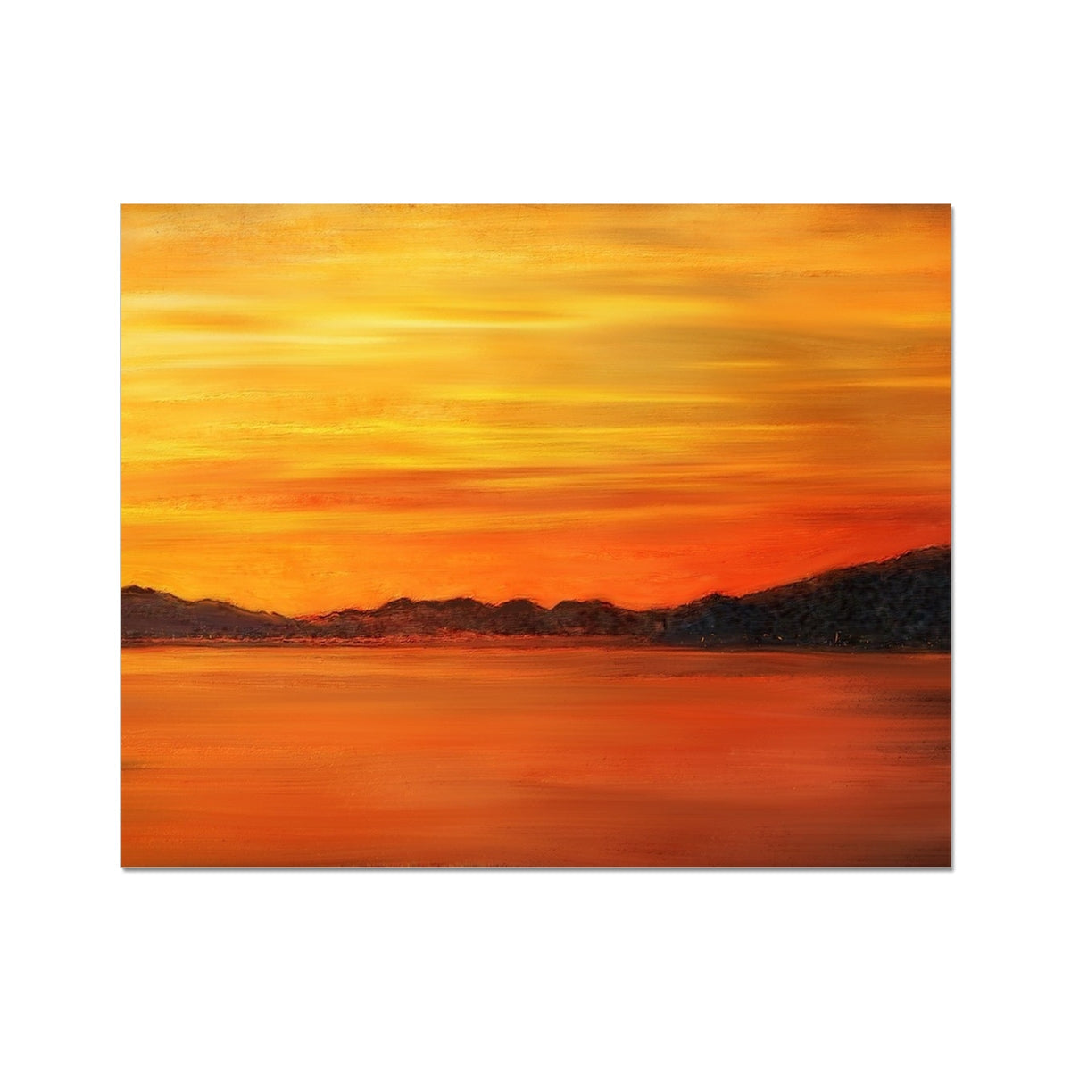 Orange sunset landscape wall art print from Loch Fyne Sunset Artist Proof Collector Print