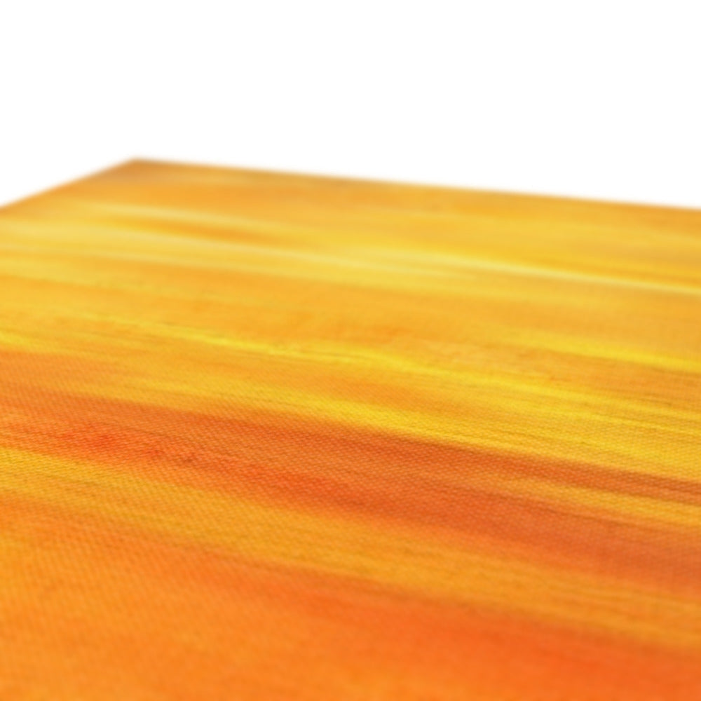 Wooden cutting board with warm yellow to orange gradient and natural wood grain texture for Loch Fyne Sunset Canvas