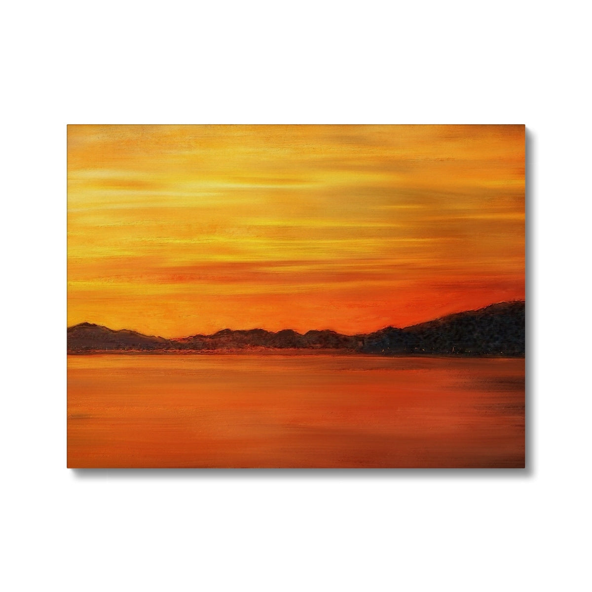 Orange sunset landscape painting on canvas titled Loch Fyne Sunset Canvas