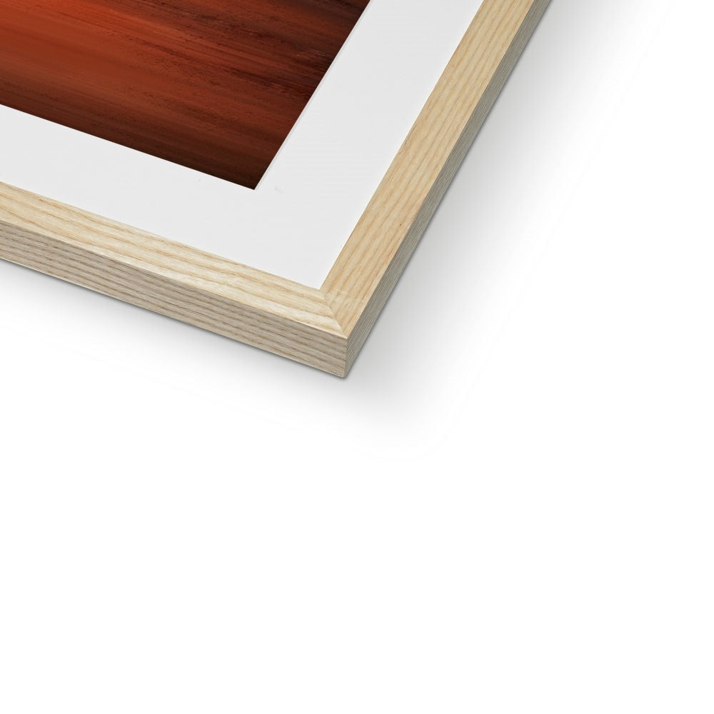 Wooden picture frame with white mat and brown finish for Loch Fyne Sunset print