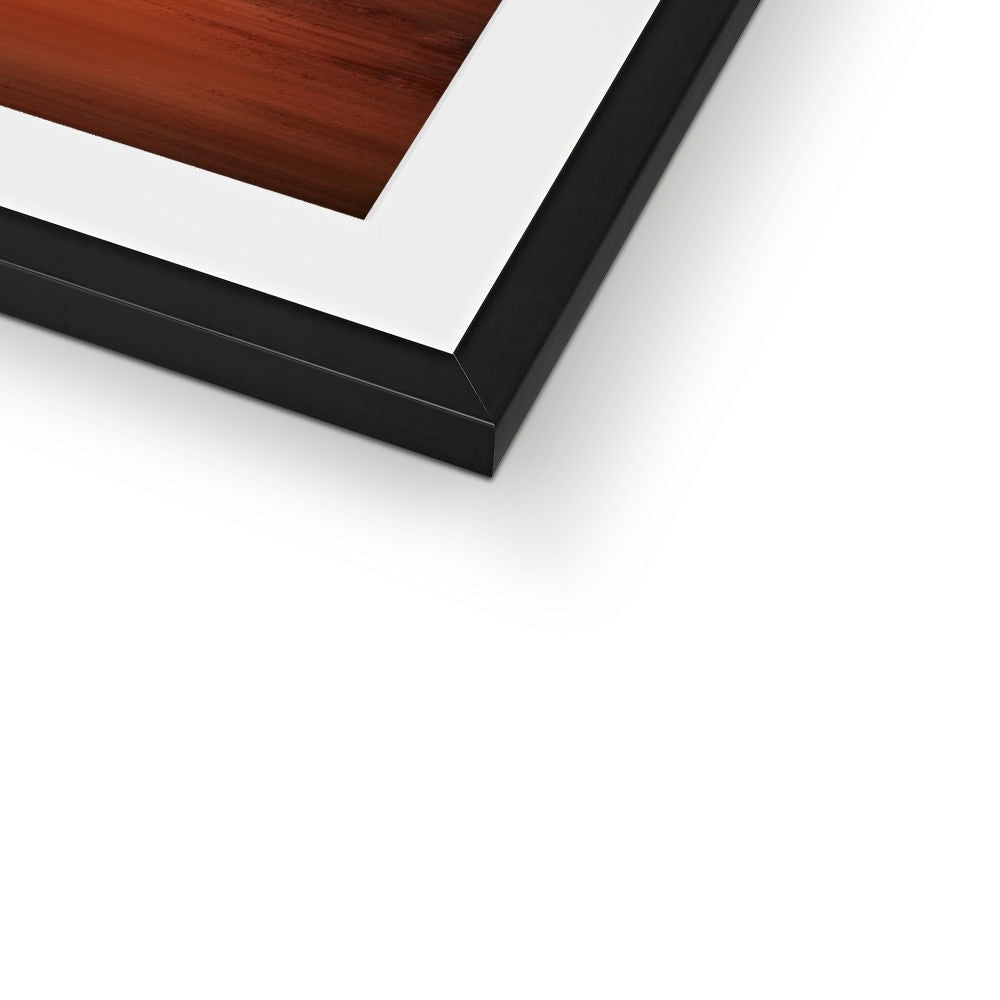 Black matte frame with white mat and wooden artwork from Loch Fyne Sunset print
