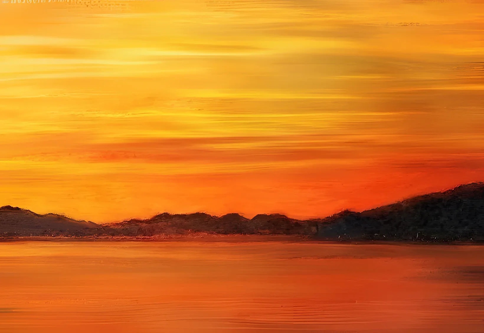 Fiery sunset over water in Loch Fyne Sunset Original Painting