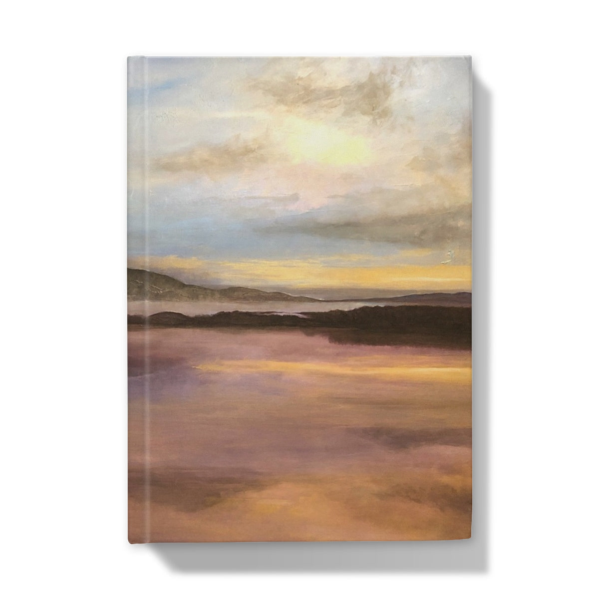 Canvas print of a serene sunset over water on the Loch Garten Dawn Hardback Journal