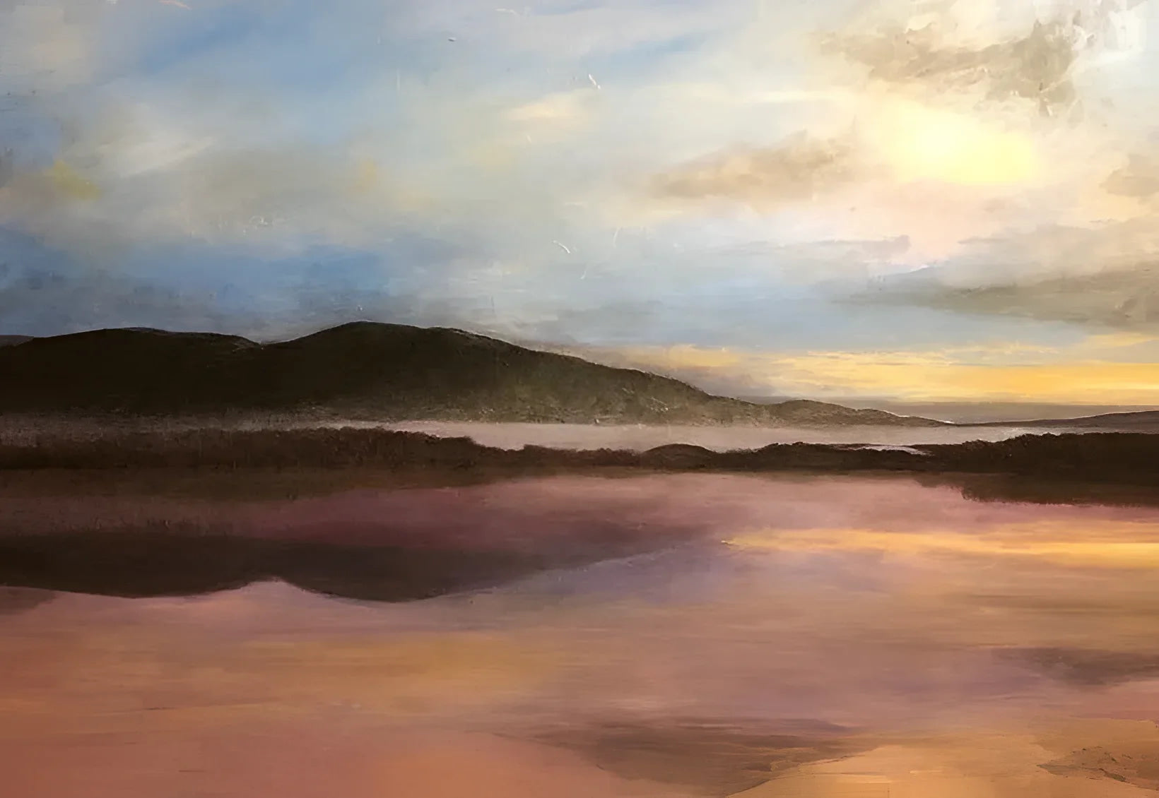 Serene landscape painting titled Loch Garten Dawn Original Painting showcasing nature’s tranquility