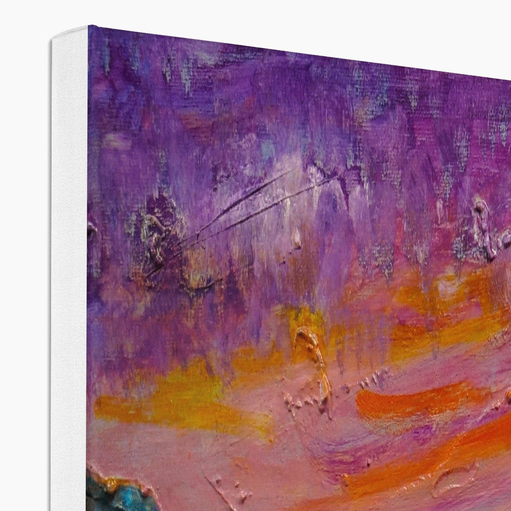 Purple and orange textured abstract Loch Leven Sunset canvas art