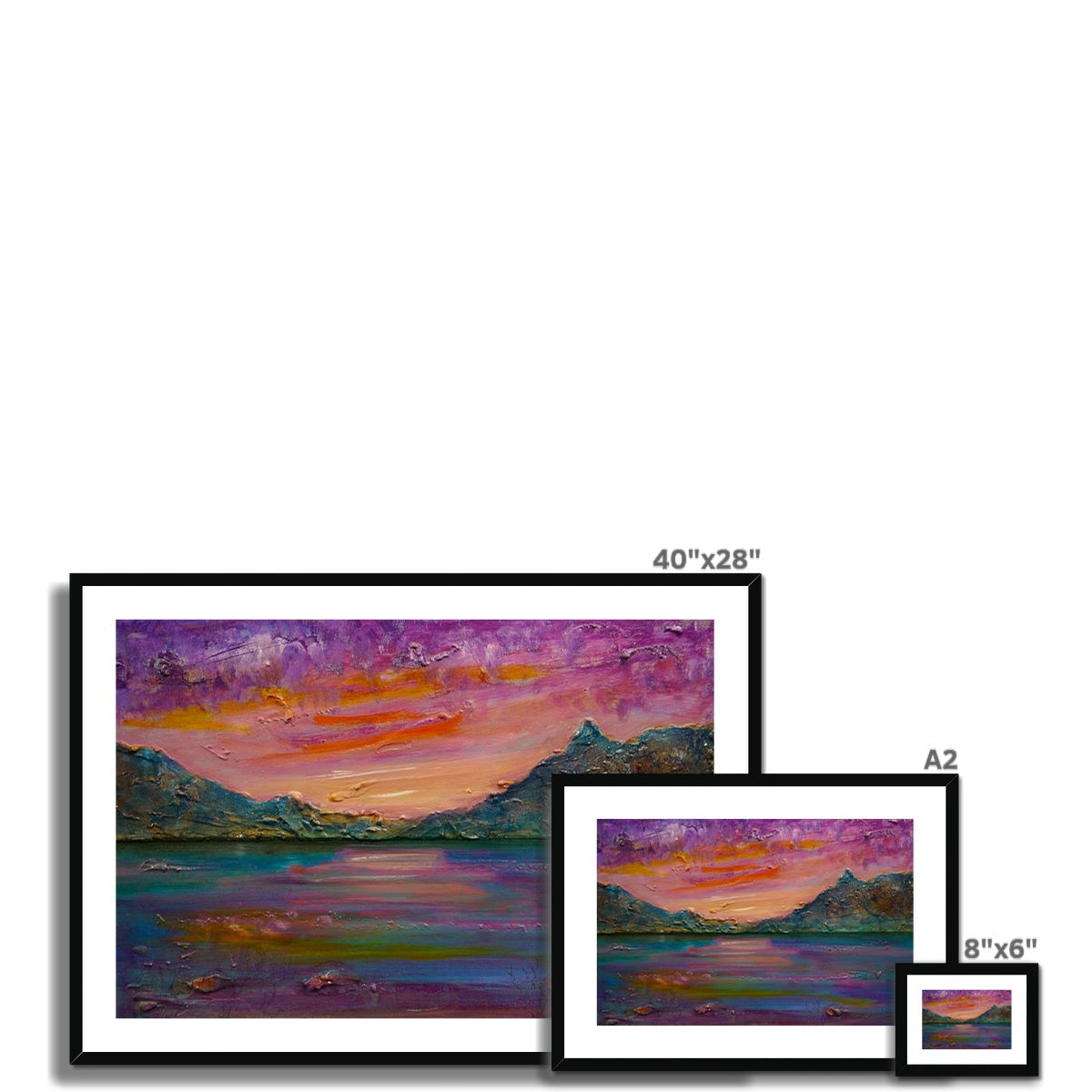 40x28 inch framed Loch Leven Sunset abstract landscape painting