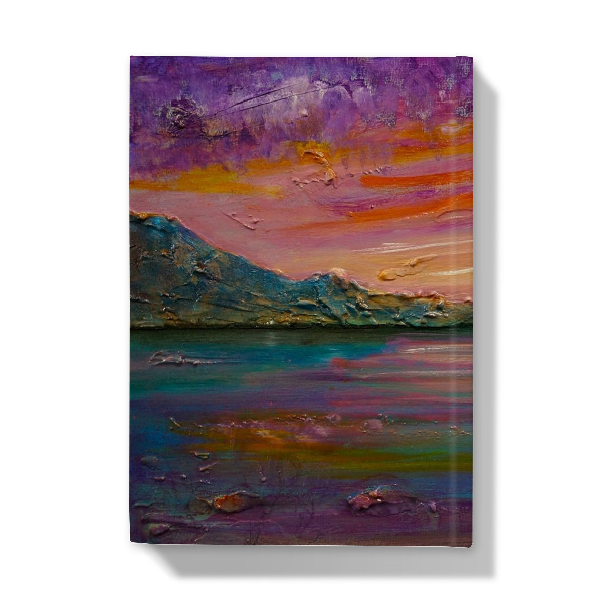 Purple and orange abstract Loch Leven Sunset landscape journal art