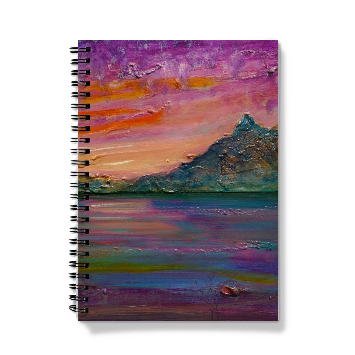 Loch Leven Sunset Notebook with vibrant purple orange green landscape cover