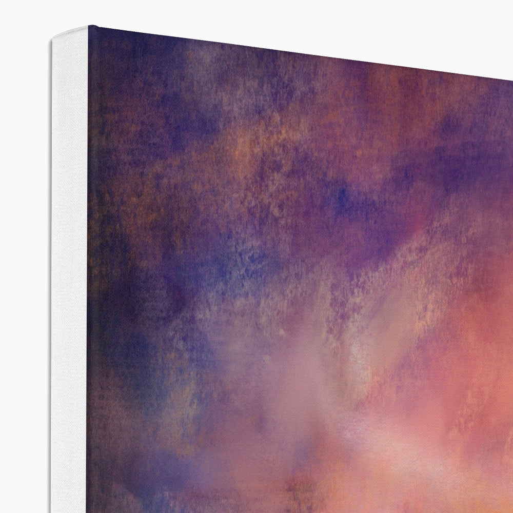 Loch Linnhe Dusk canvas print with purple, orange, pink abstract texture