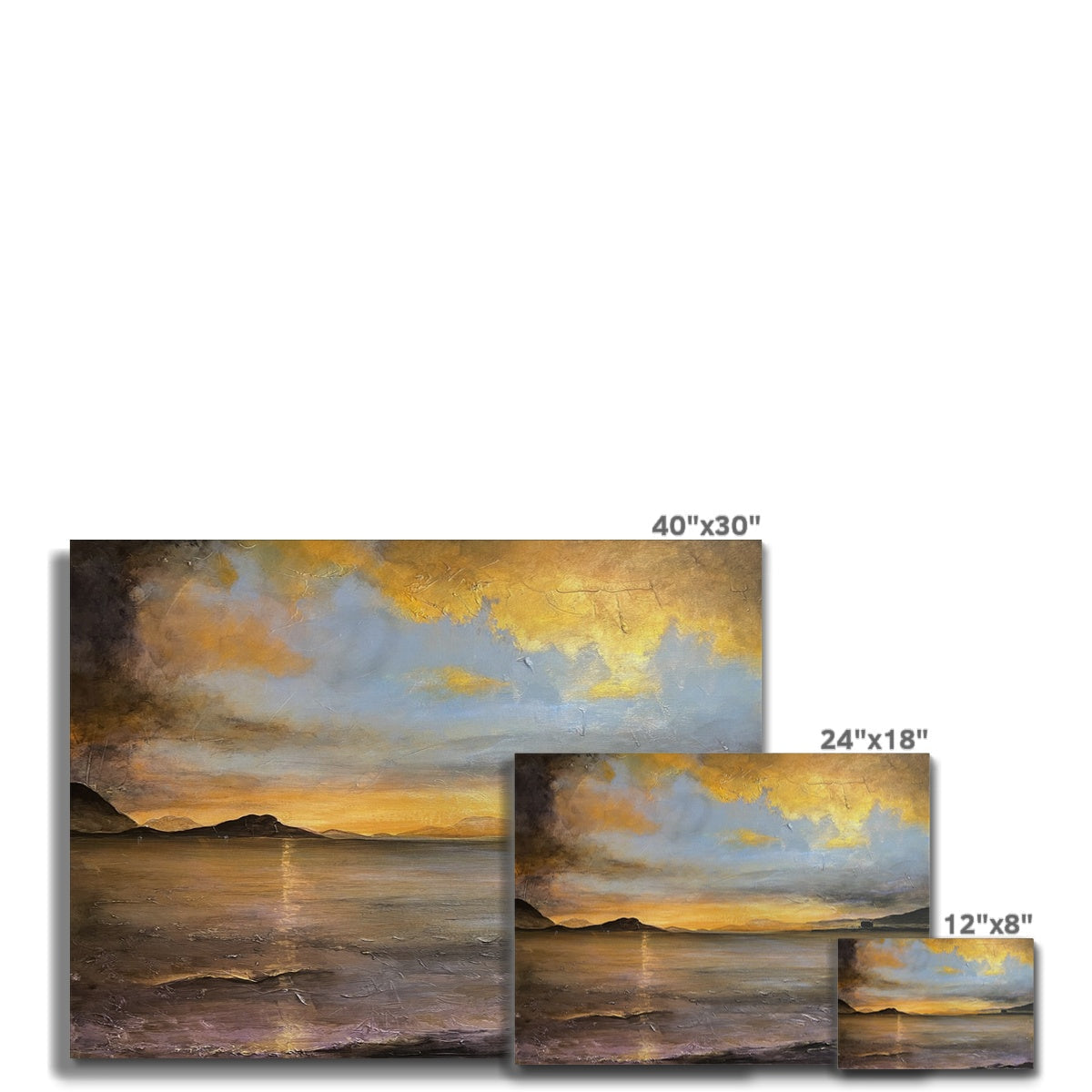 40x30 inch Loch Linnhe Sunset canvas print with golden hues
