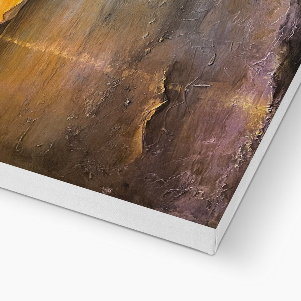 Brown and gold textured Loch Linnhe Sunset abstract canvas print