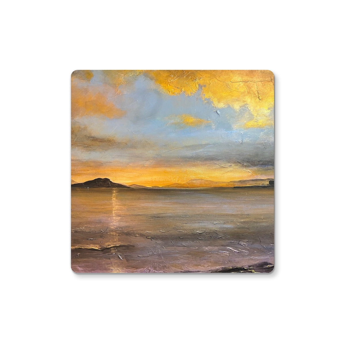 Loch Linnhe Sunset Coaster in yellow and orange with textured surface