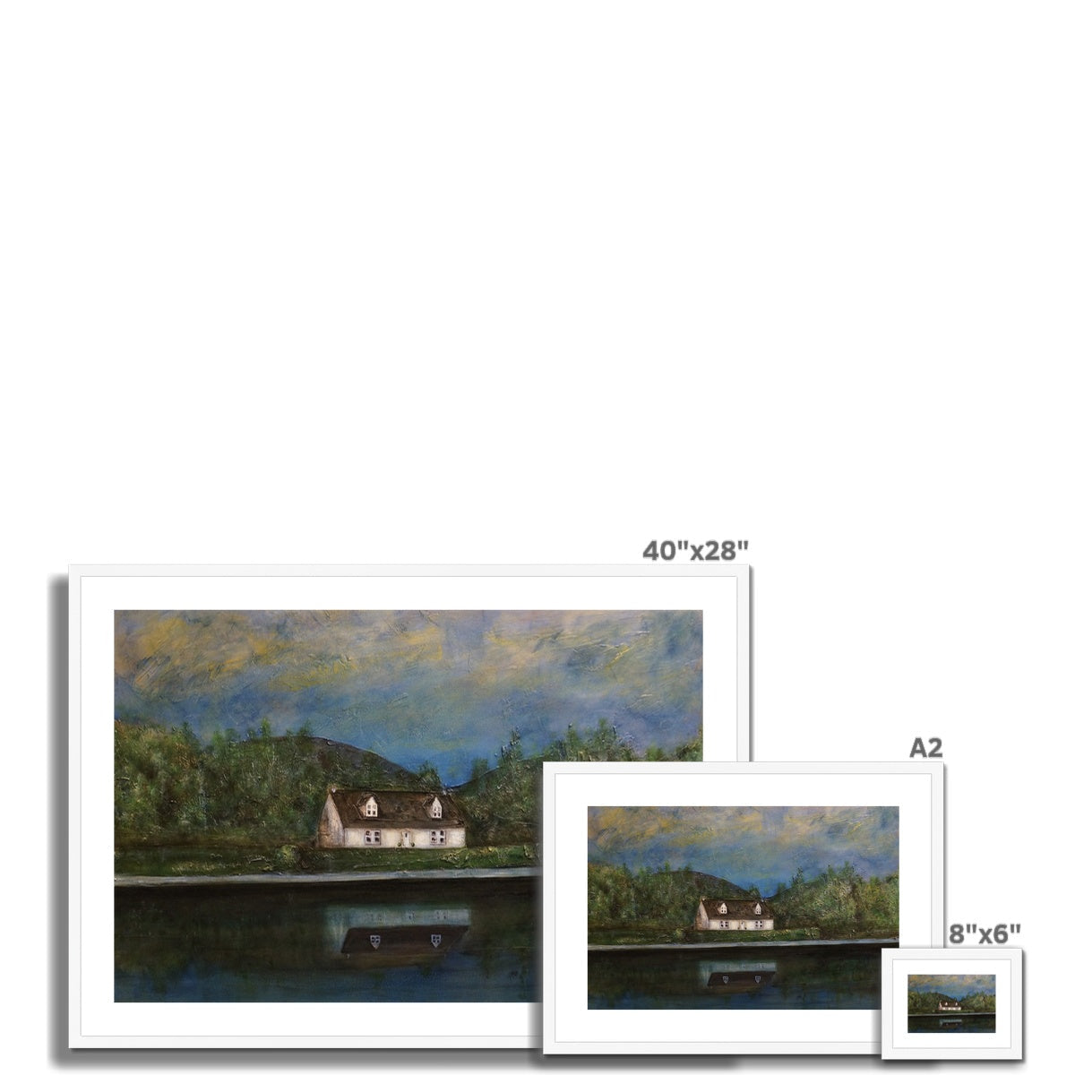 40x28 inch framed A Loch Lomond Cottage pastel landscape print
