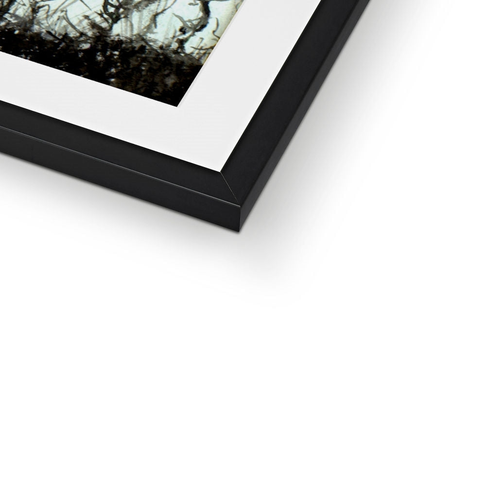 Black matte framed Loch Lomond Mist print with white mat