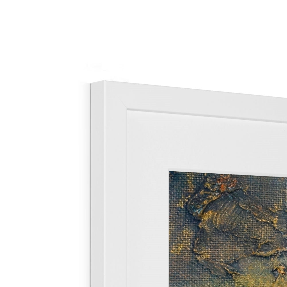 Loch Lomond Moonlight white framed abstract art print in earthy tones