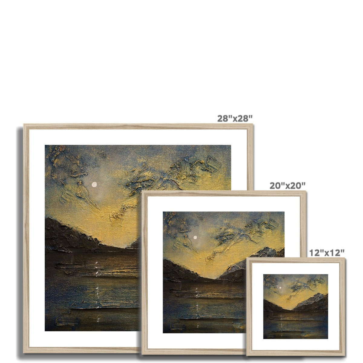 28x28 Framed Loch Lomond Moonlight Landscape Print