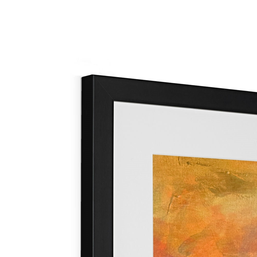 Black frame Loch Maree & Slioch art print with orange brown abstract