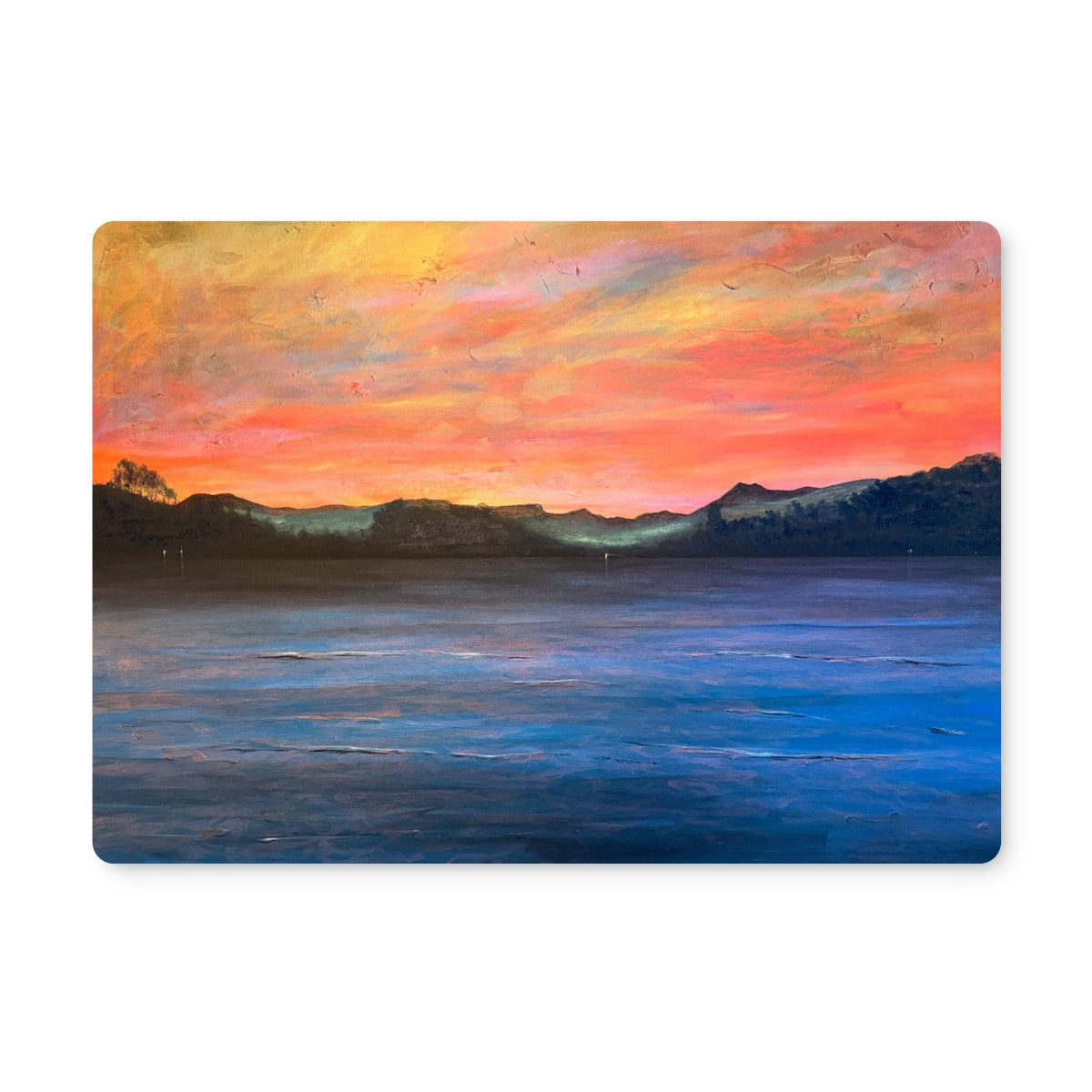 Sunset Loch Maree & Slioch placemat with orange-pink hues