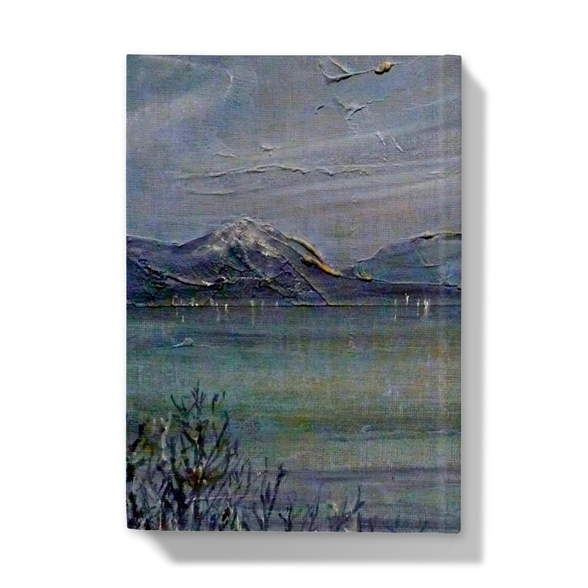 Canvas print of a mountain landscape with snow-capped peaks and misty clouds for Loch Morlich Moonlight Journal