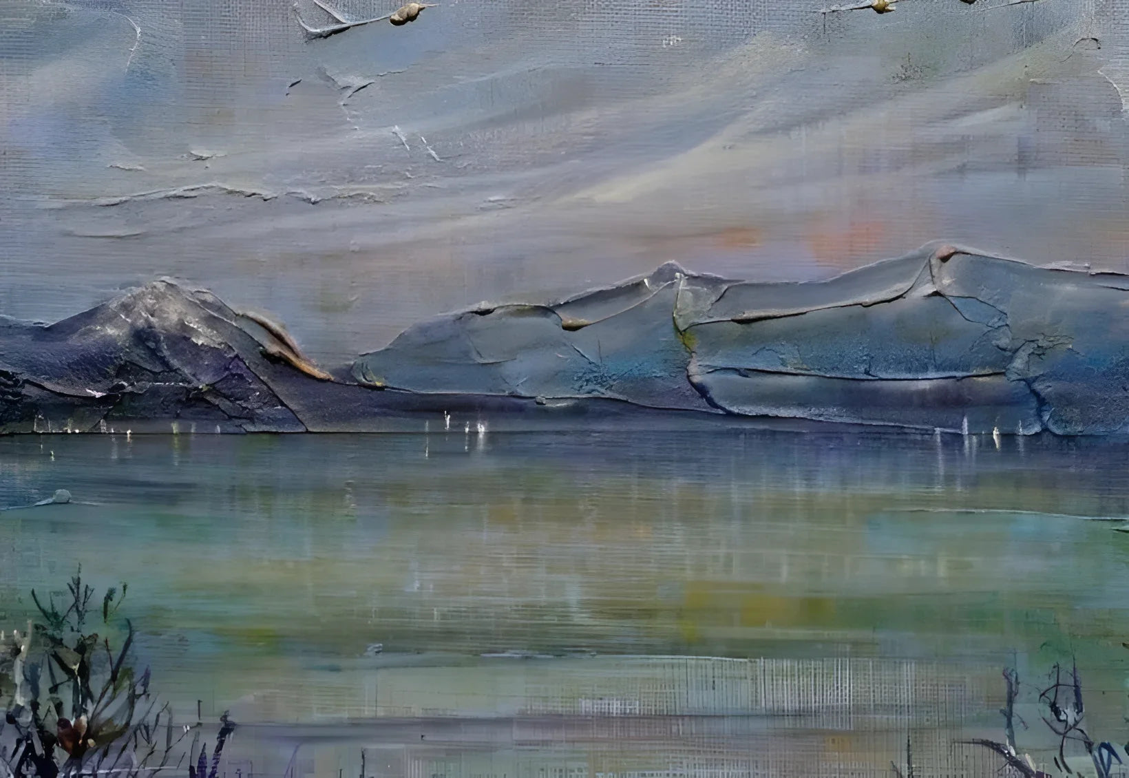 Impasto mountain lake painting from Loch Morlich Moonlight Original Painting