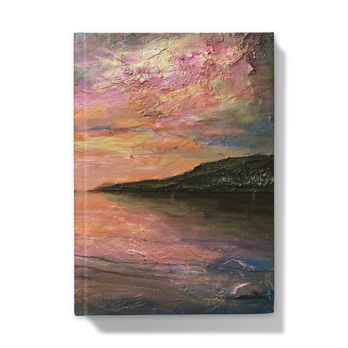 Loch Ness Dawn hardback journal with sunset over water painting