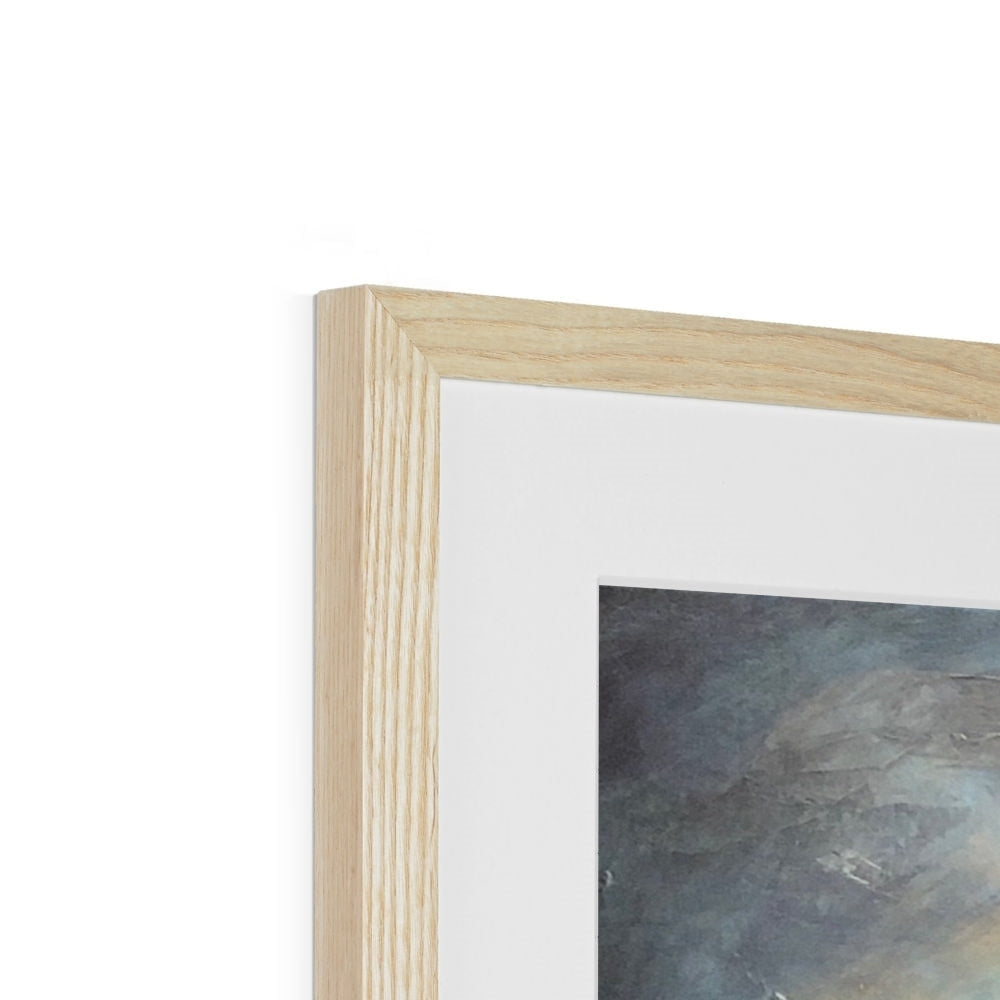 Loch Ness Glow abstract art print in light oak frame with white matting