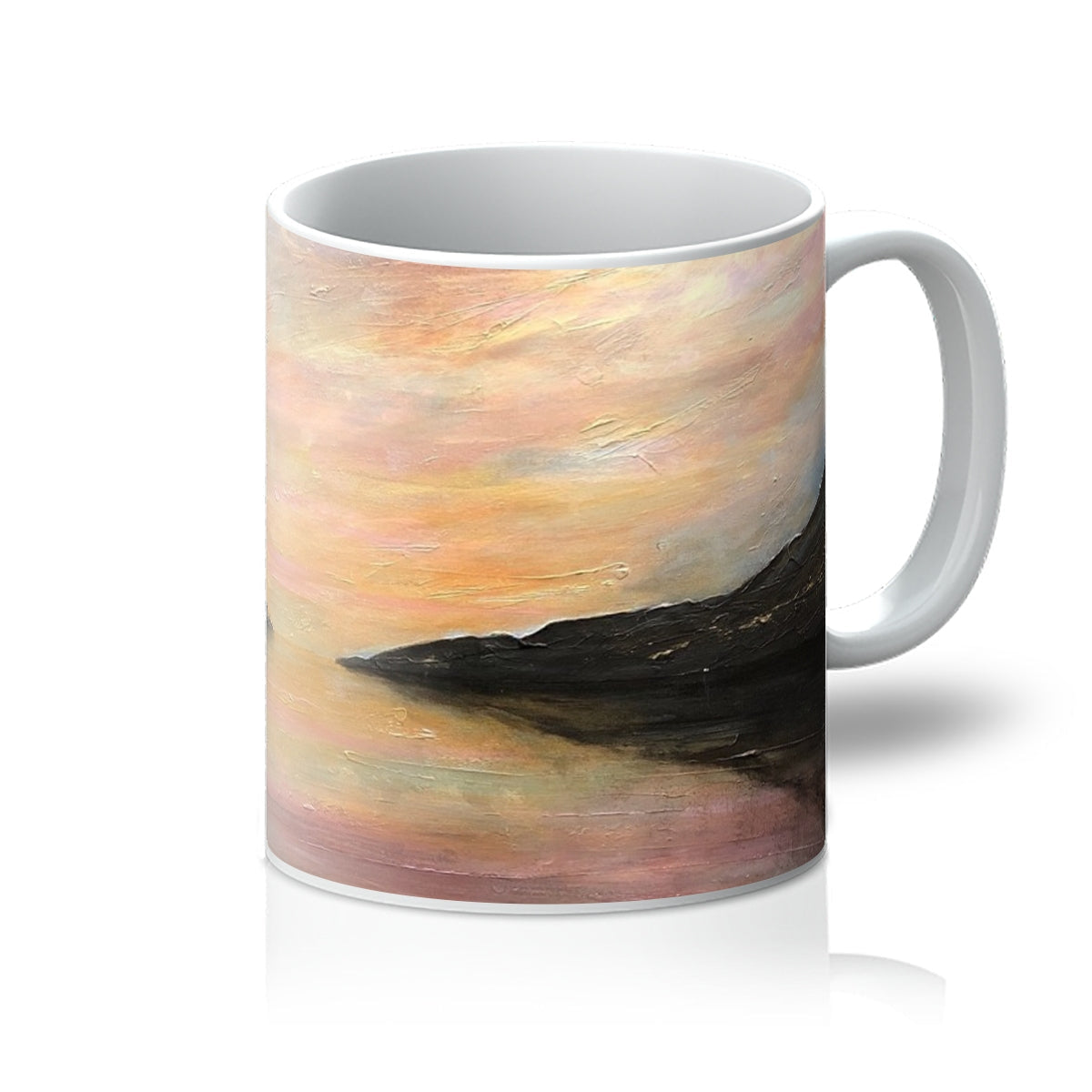 Loch Ness Glow Mug with abstract landscape in muted earth tones