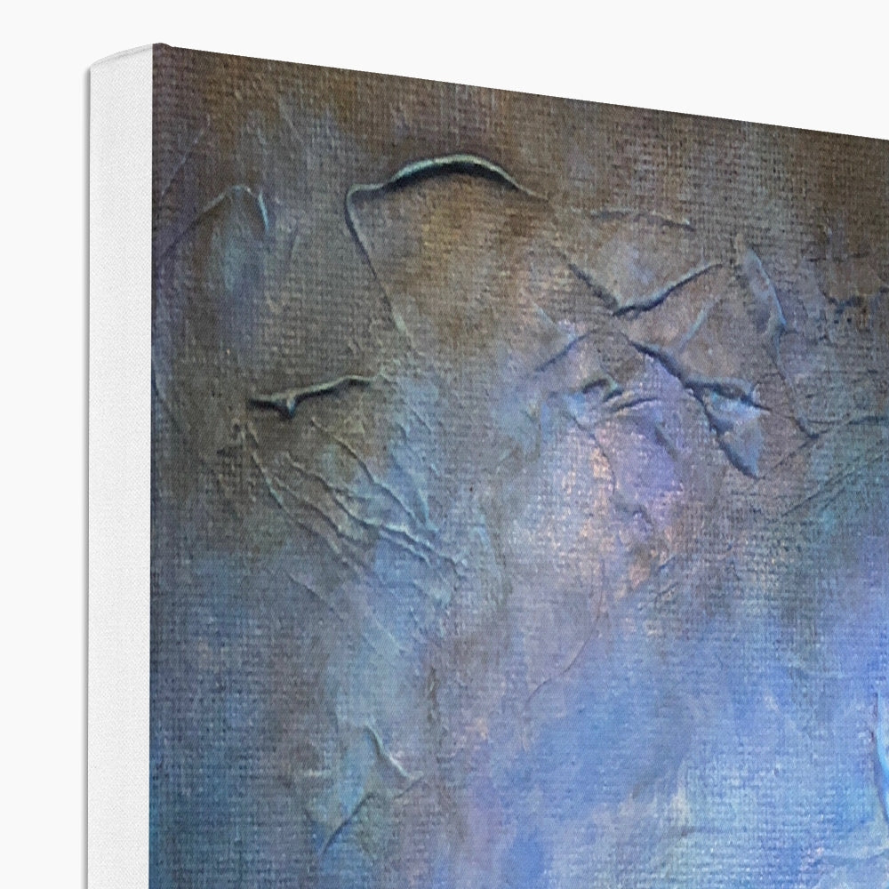 Loch Ness Moonlight abstract textured canvas print in blues and grays