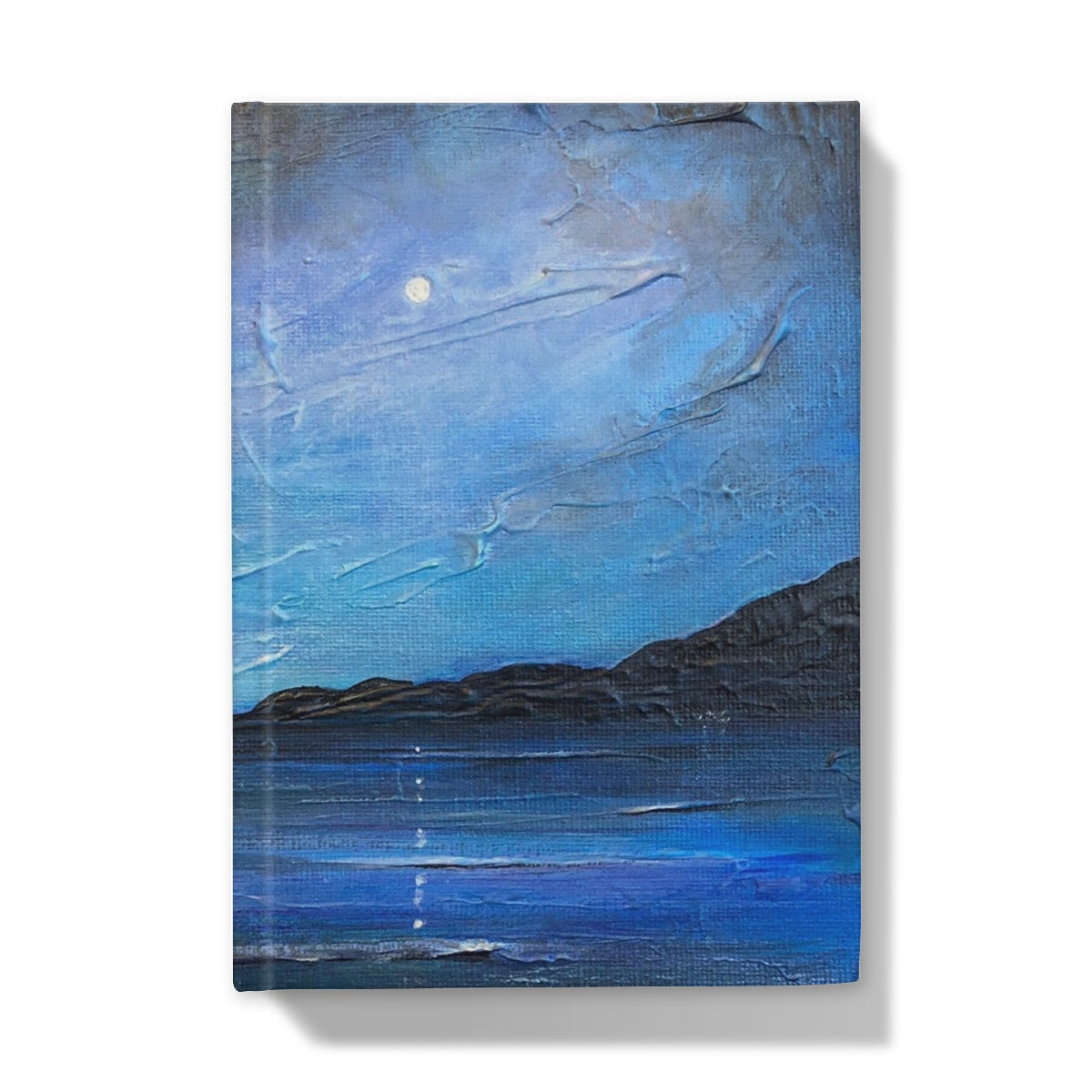 Loch Ness Moonlight textured blue black moonlit seascape journal