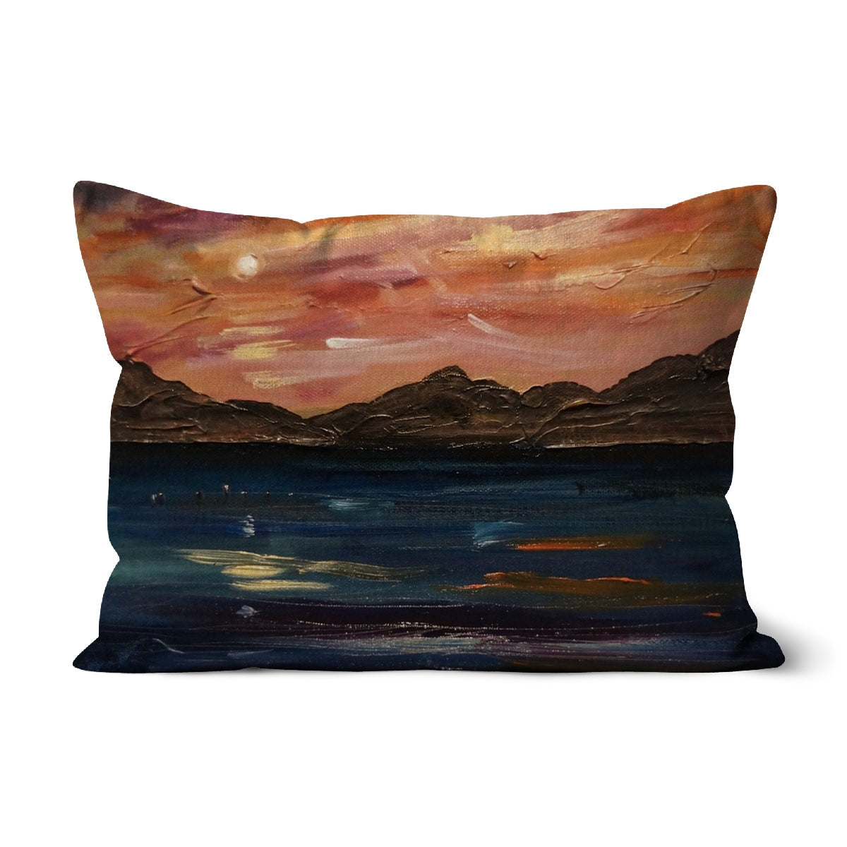 18x24 inch canvas print of Loch Ness moonset sunset over mountains