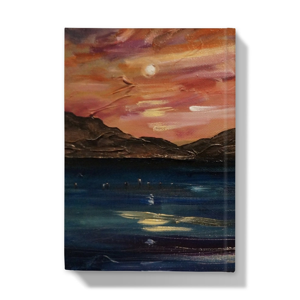 Canvas print of Loch Ness moonset over water with mountains
