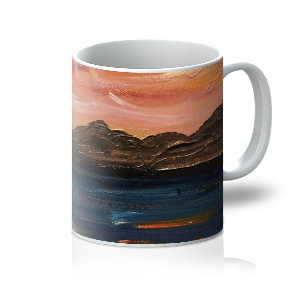 Loch Ness Moonset ceramic mug with abstract earthy landscape design