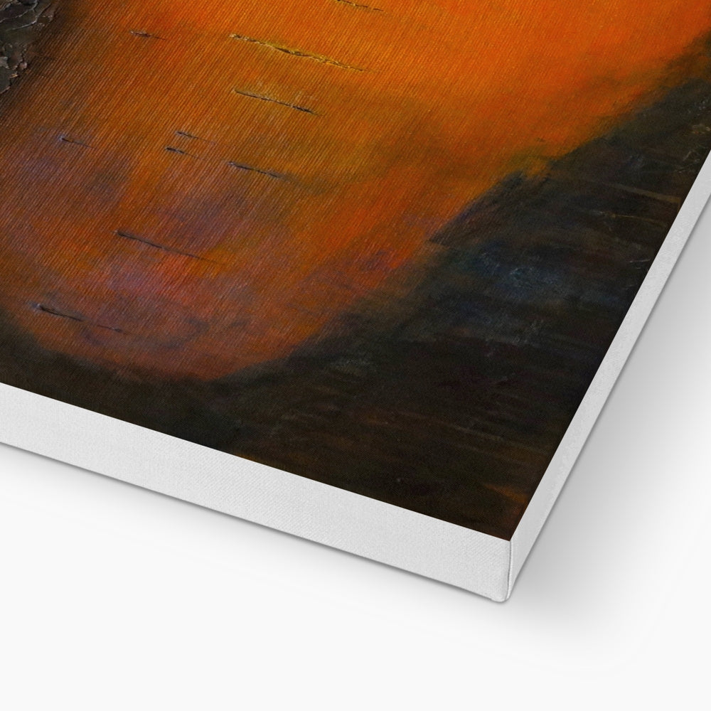 Orange and black abstract textured canvas print of Loch Ness Sunset