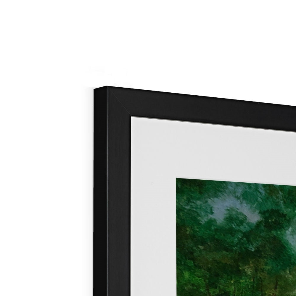 Black matte frame with green landscape painting from Loch Rannoch Framed and Mounted Print